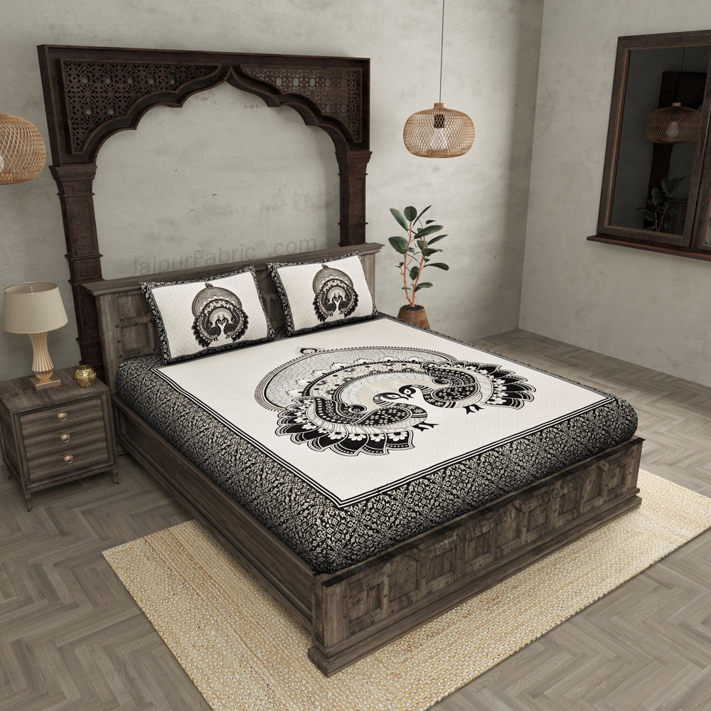 Royal Jaipur Fabric Dark Grey Pure Cotton Double BedSheet