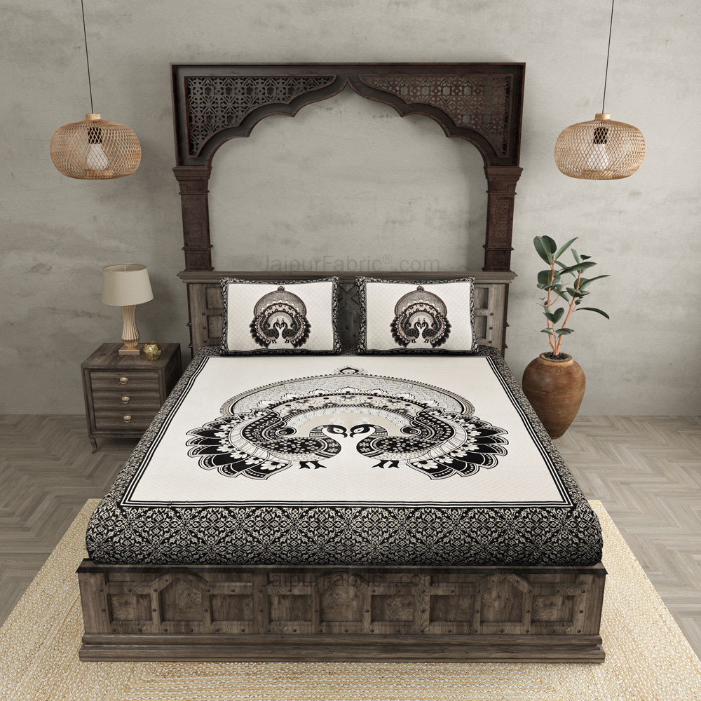 Royal Jaipur Fabric Dark Grey Pure Cotton Double BedSheet