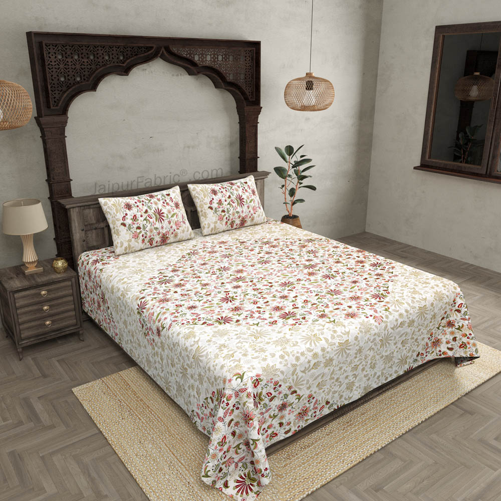 Aromatic Pink Cream Pure Cotton Double Bedsheet
