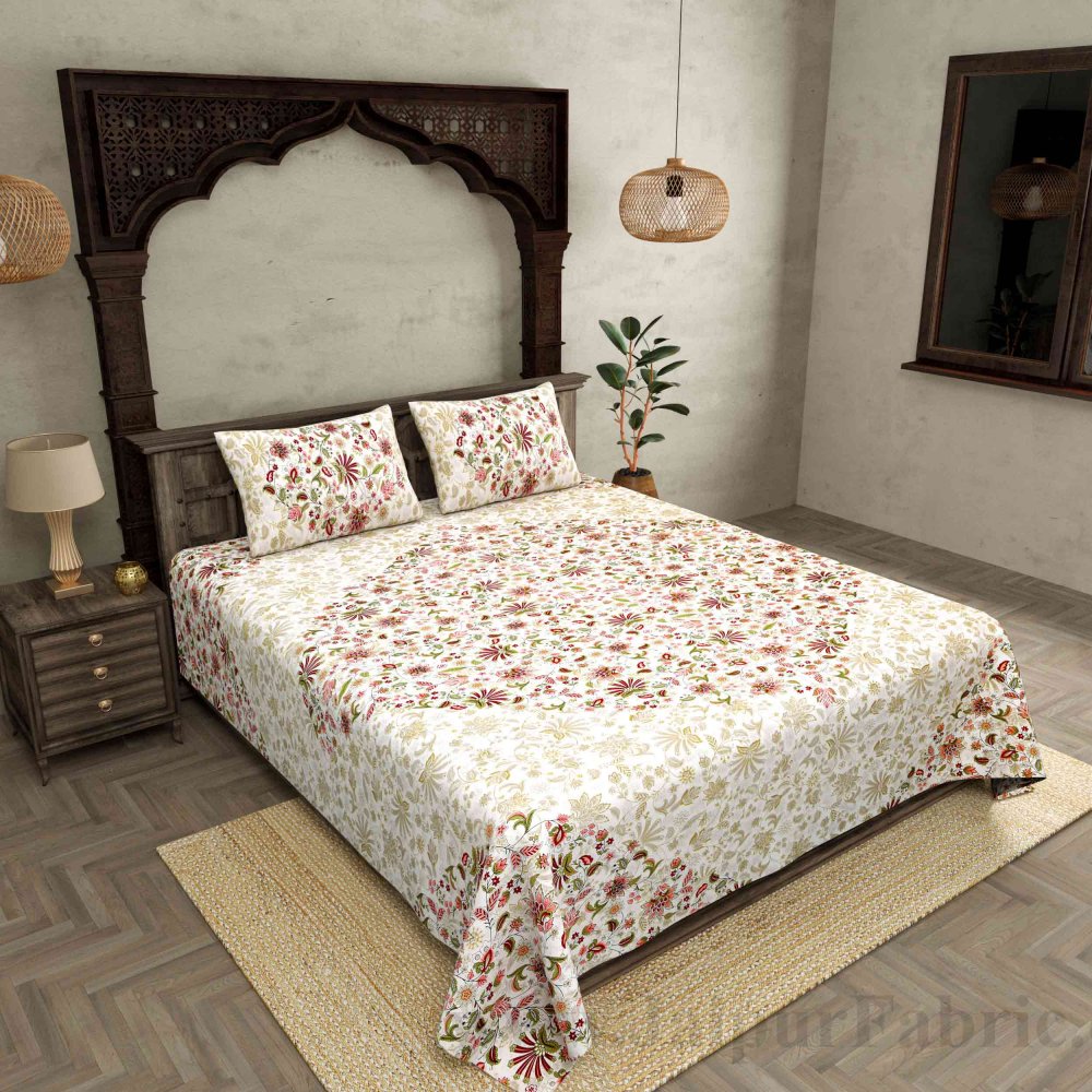 Aromatic Pink Cream Pure Cotton Double Bedsheet