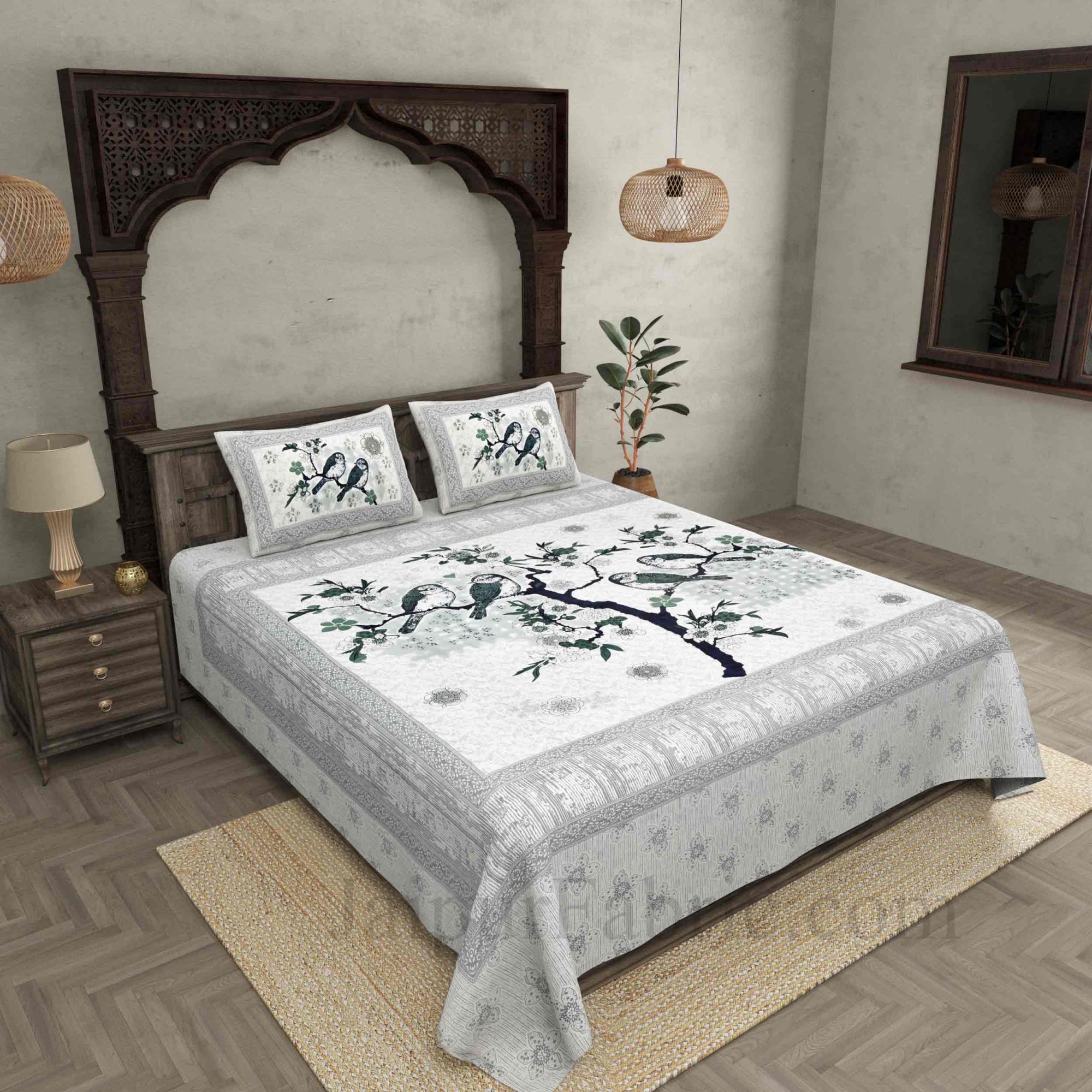 In Love Grey Pure Cotton Double BedSheet