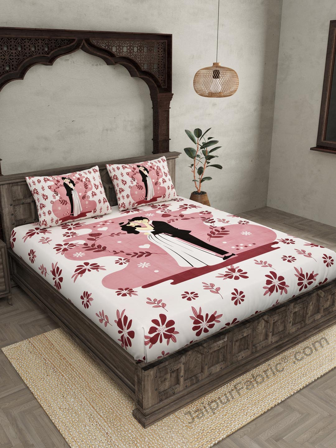 U and Me Valentines Special Pink Pure Cotton Double BedSheet