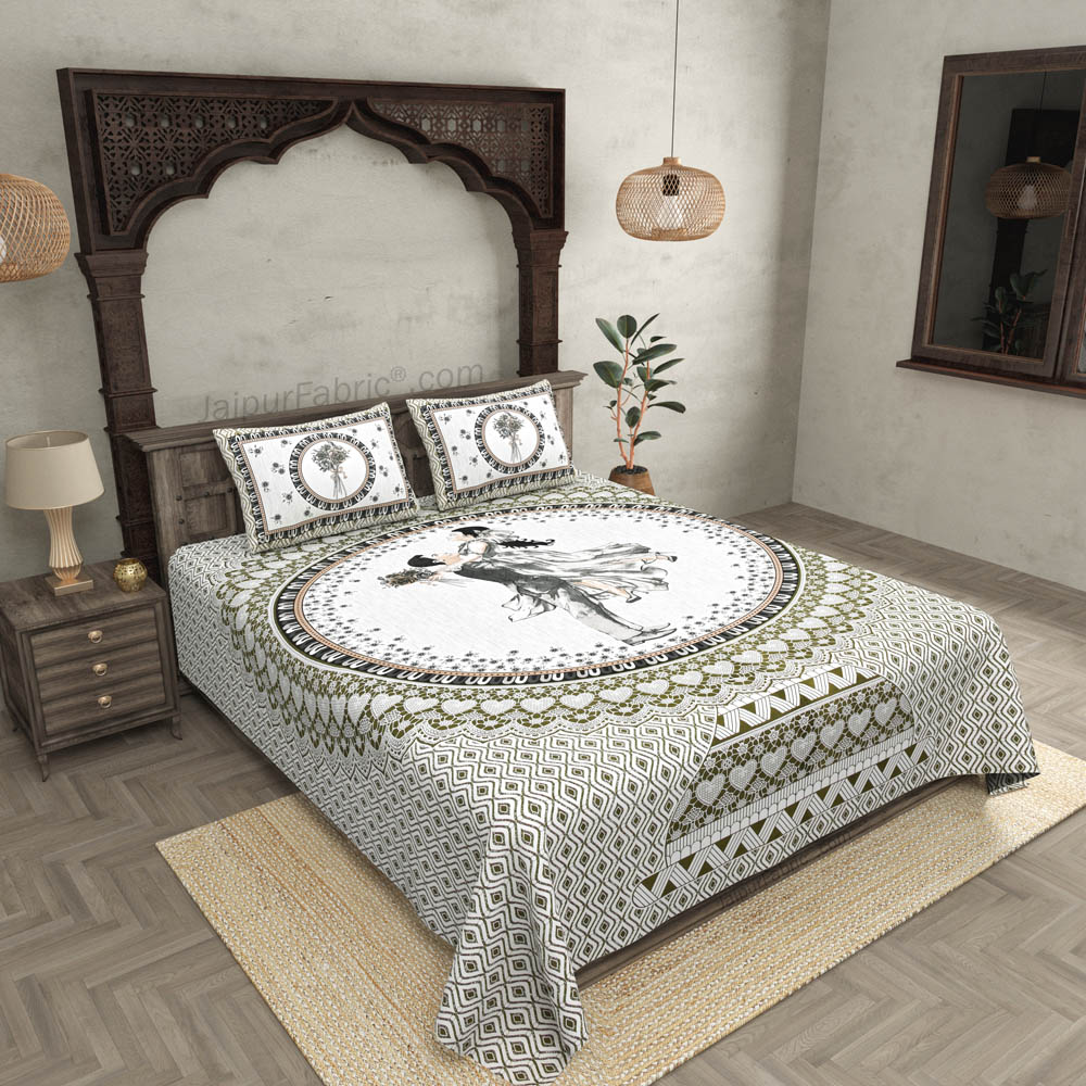 Me And U Valentines Special Grey Pure Cotton Double Bedsheet