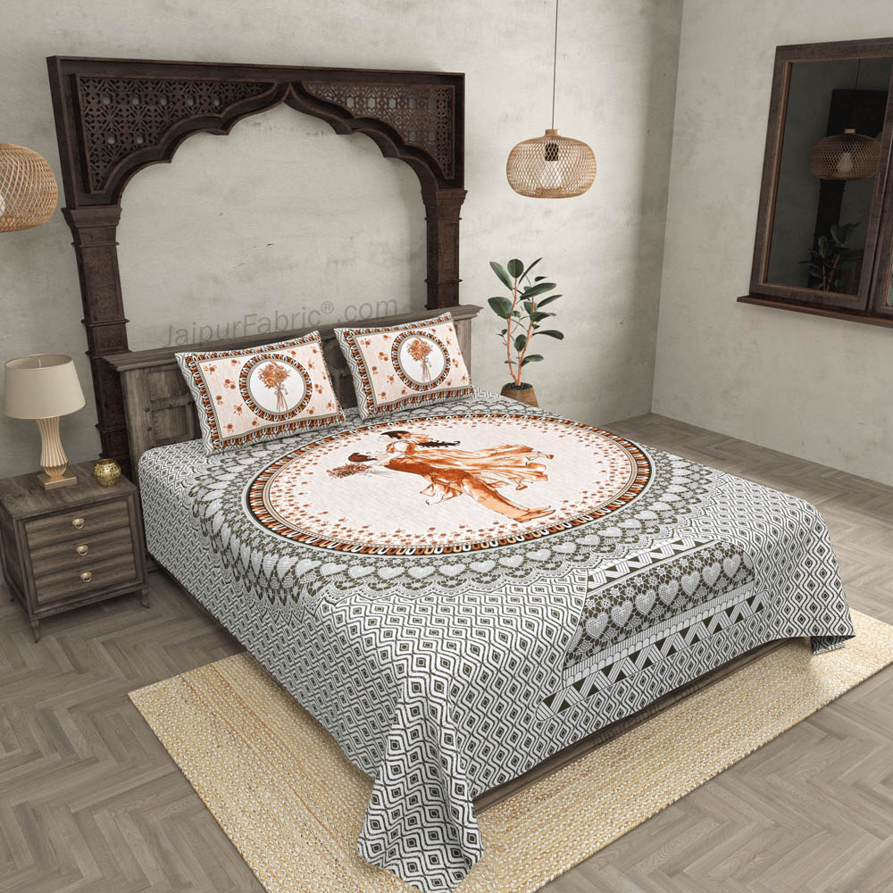 Me And U Valentines Special Brown Pure Cotton Double Bedsheet