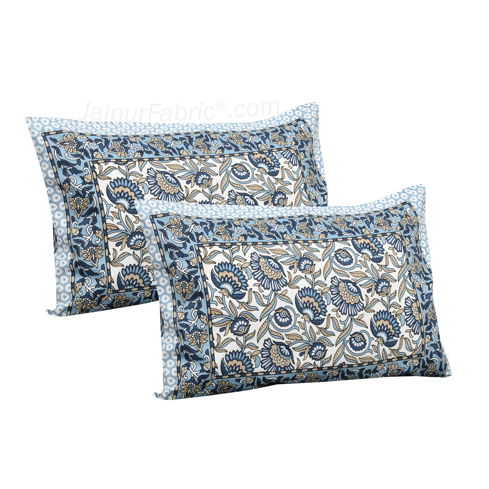 Blue Bloom Jaipur Fabric Double Bed Sheet