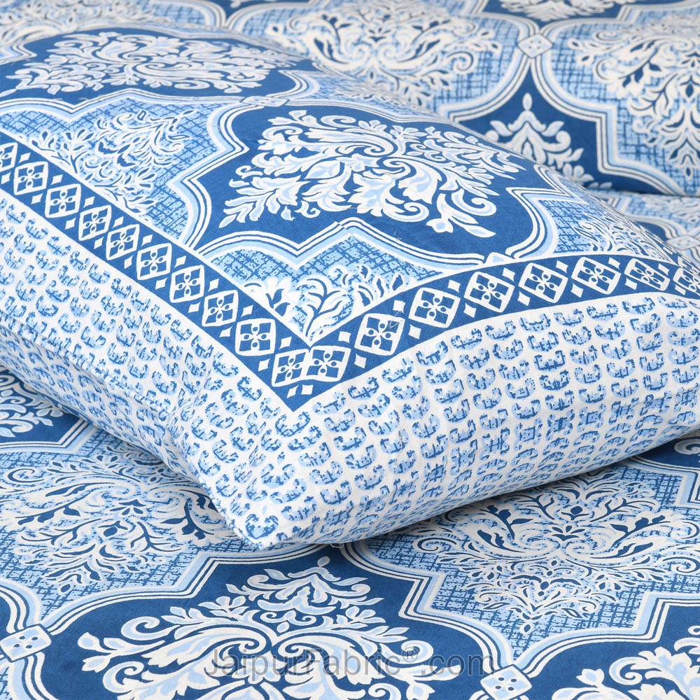 Elegance in Blue Jaipur Fabric Double Bed Sheet
