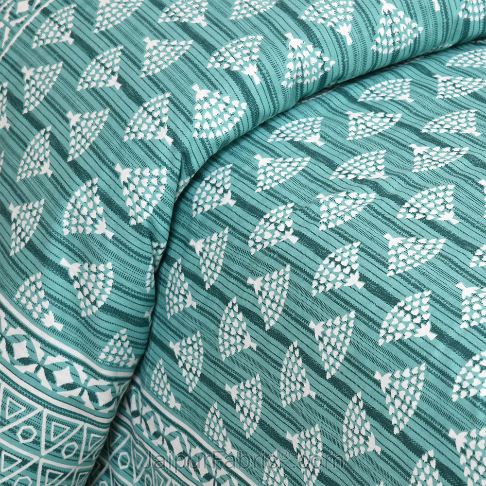 Artistic Green Jaipur Fabric Double Bed Sheet