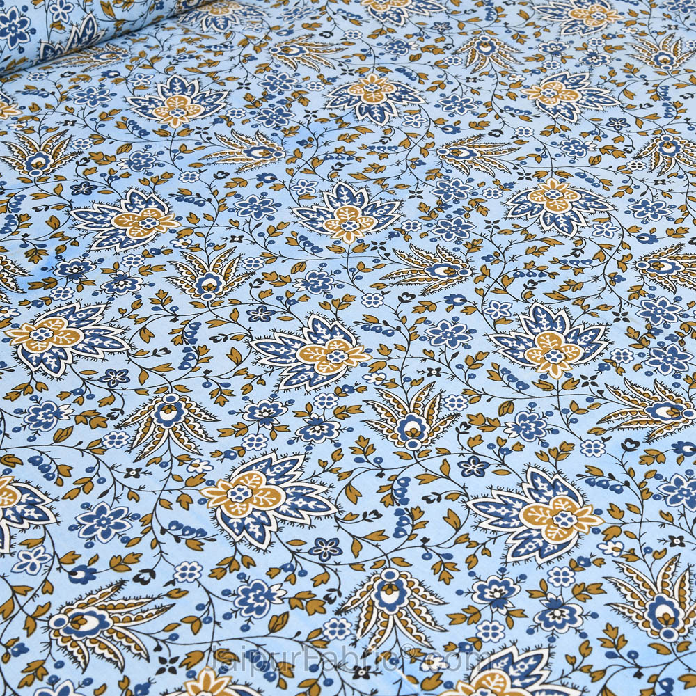Aromatic Blue Jaipur Fabric Double Bed Sheet