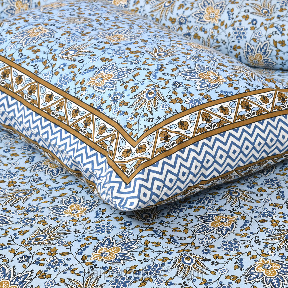 Aromatic Blue Jaipur Fabric Double Bed Sheet