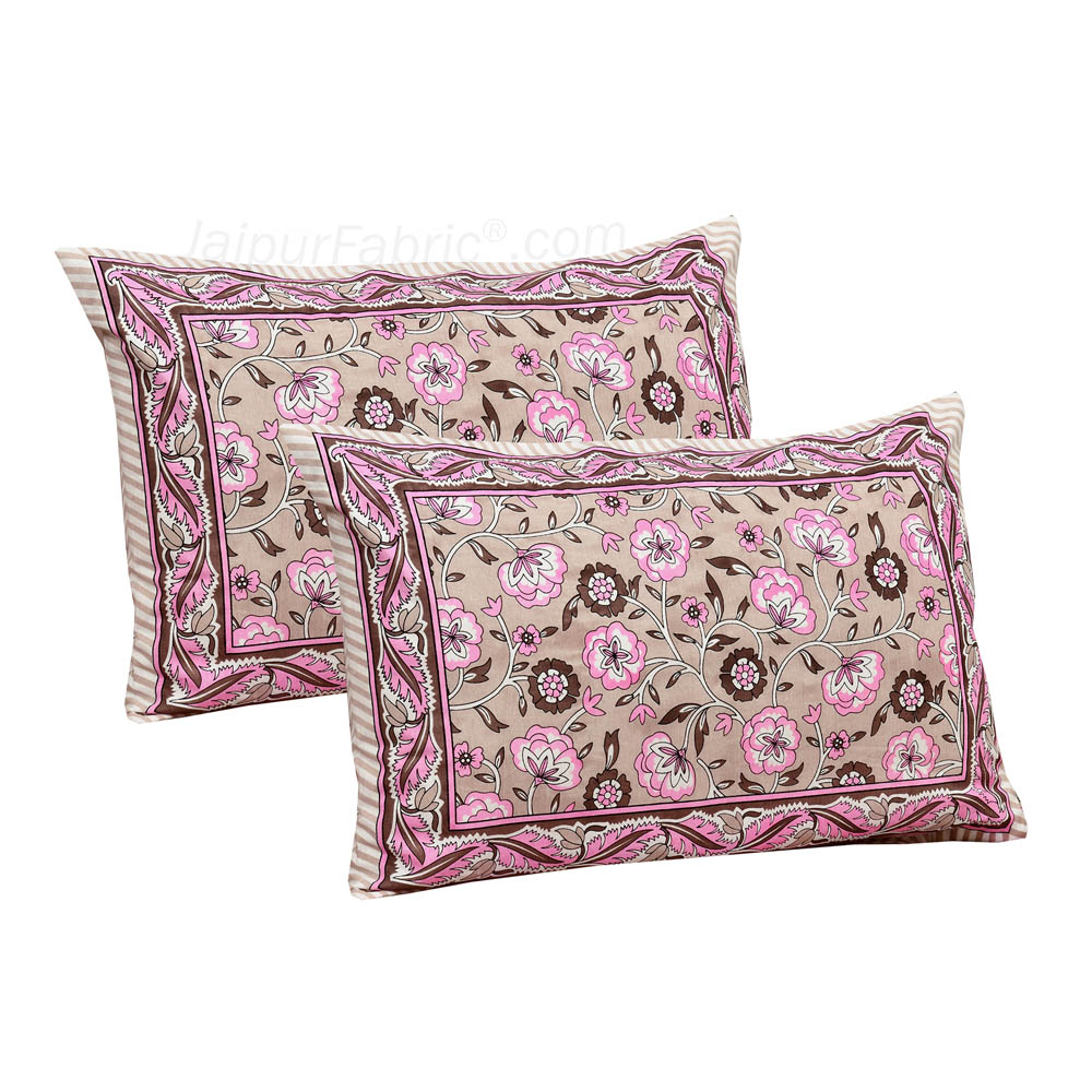 Beige Garden Jaipur Fabric Double Bed Sheet