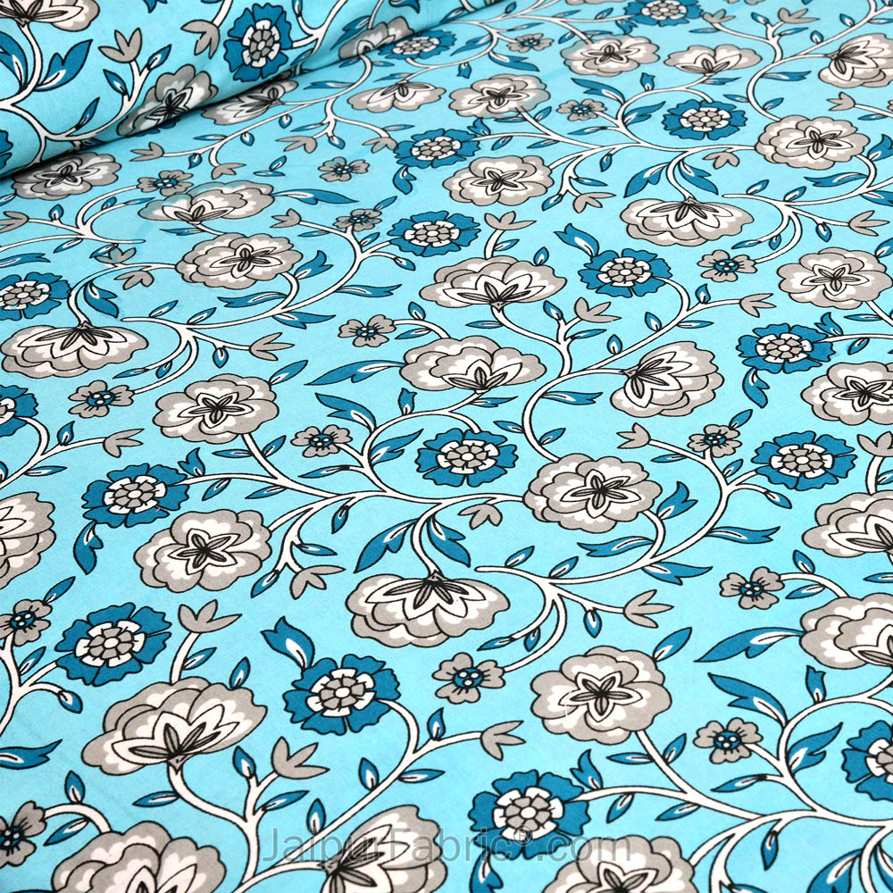 Turquoise Garden Jaipur Fabric Double Bed Sheet