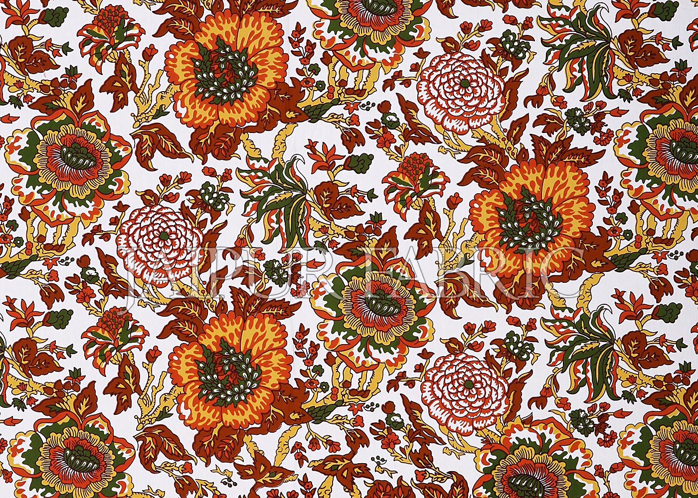 Brown Border Flower Pattern Screen Print Double Bed Sheet