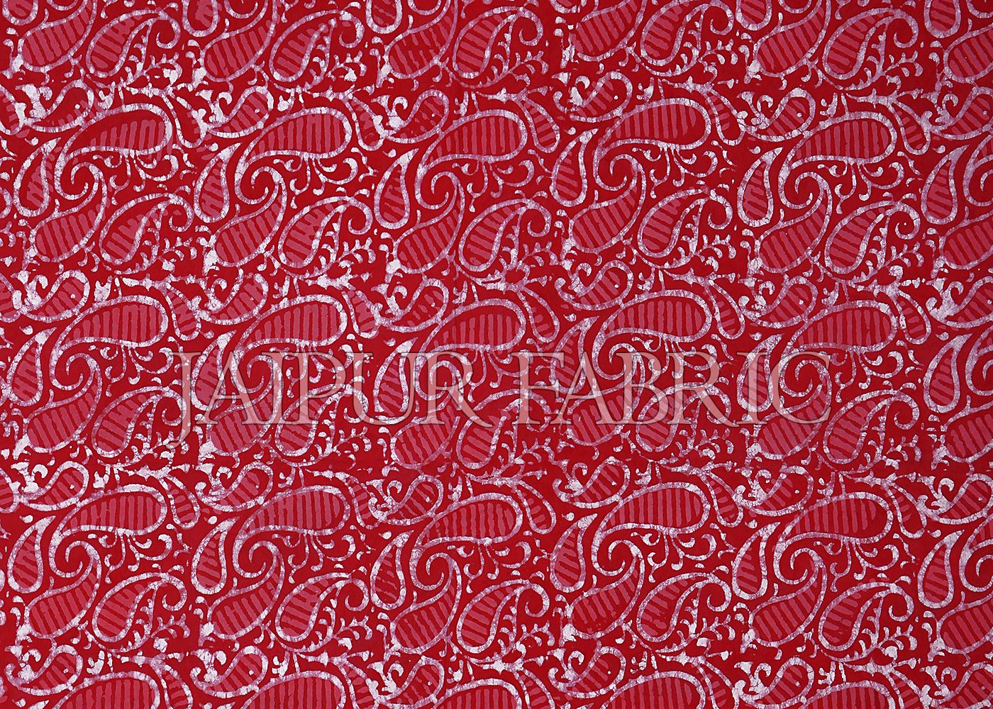 Maroon Border Floral Pattern Dhabu Print Cotton Double Bed Sheet