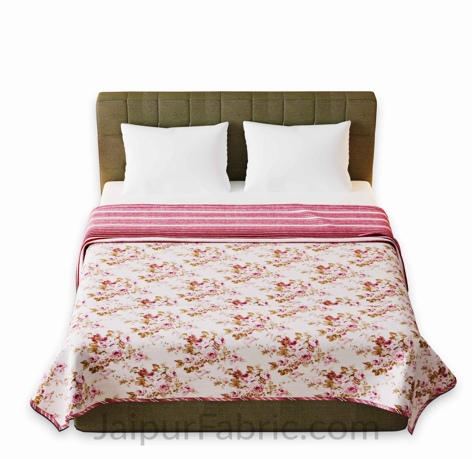 Flowers Bunch Pink Cotton Soft Touch Reversible  Double Bed Dohar/Blanket