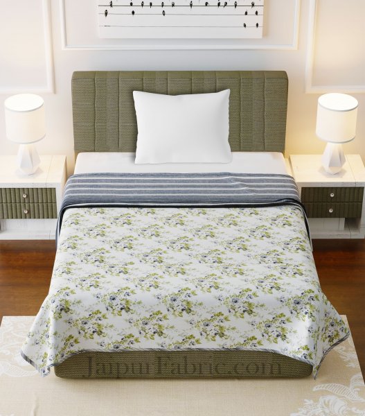 Flowers Bunch Grey Cotton Soft Touch Reversible Single Bed Dohar/Blanket