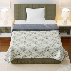 Flowers Bunch Grey Cotton Soft Touch Reversible Single Bed Dohar/Blanket