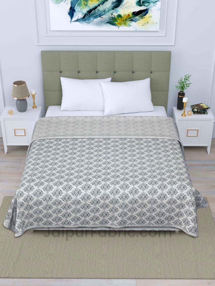 JaipurFabric® Gray Ethnic Double Bed Reversible Dohar