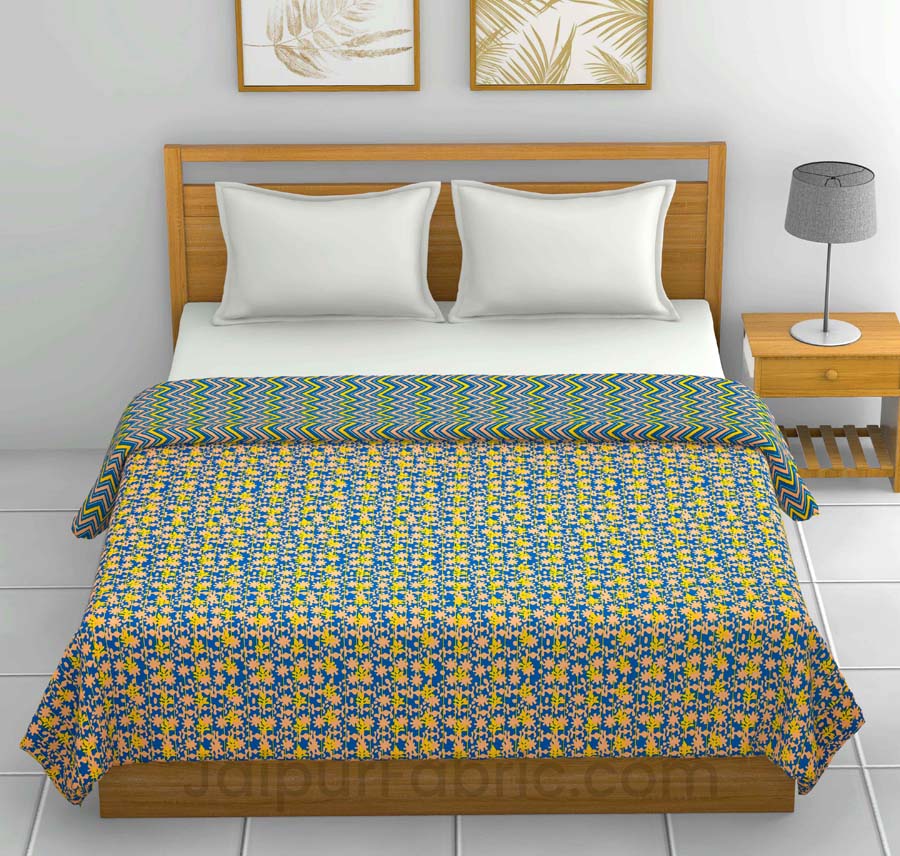 Green Floral 150 GSM Reversible Double Bed Cotton AC Dohar
