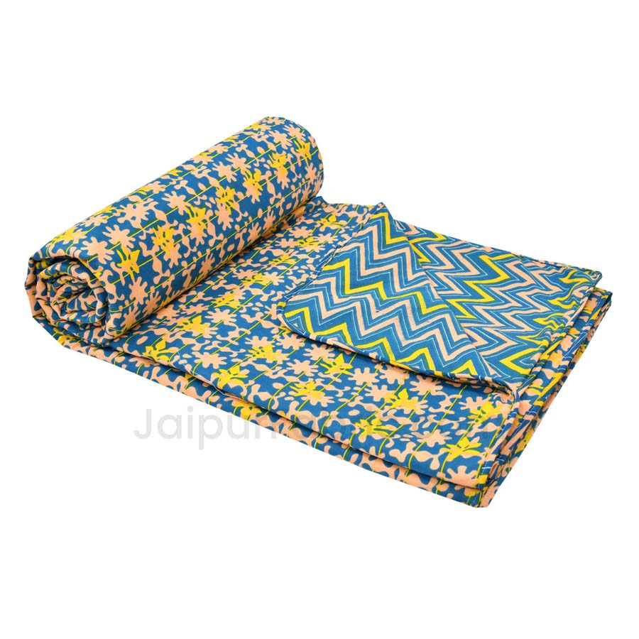 Green Floral 150 GSM Reversible Double Bed Cotton AC Dohar