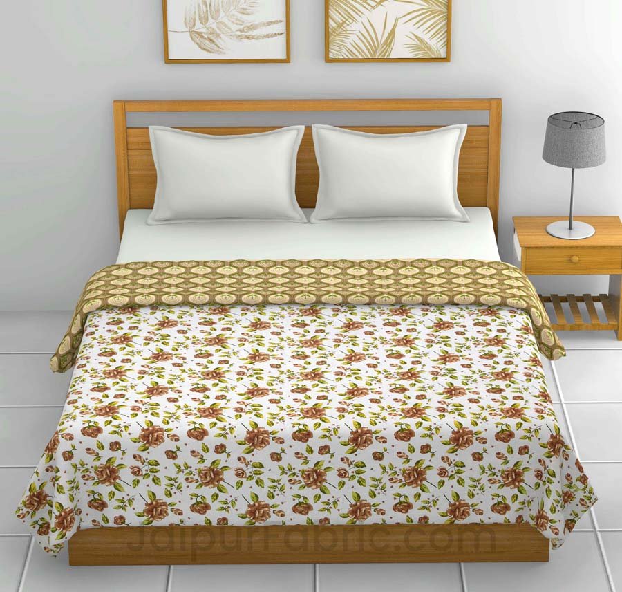 Wood Green Floral 150 GSM Reversible Double Bed Cotton AC Dohar