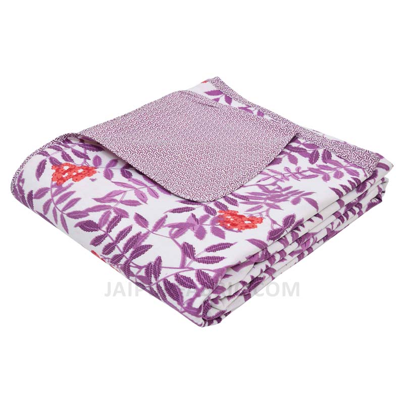 Purple leafy Pure Cotton Double Bed Dohar