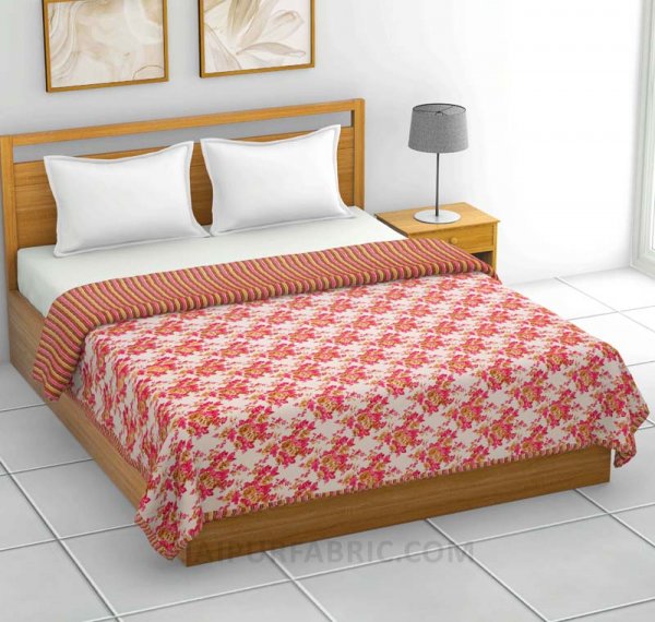 Pink Flovery Pure Cotton Double Bed Dohar