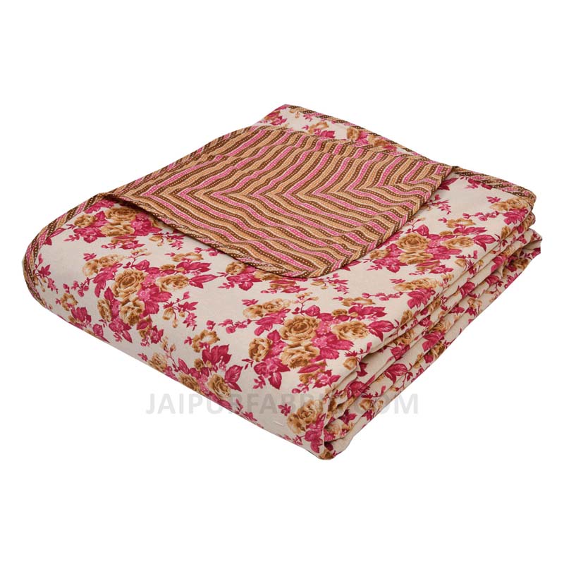 Pink Flovery Pure Cotton Double Bed Dohar