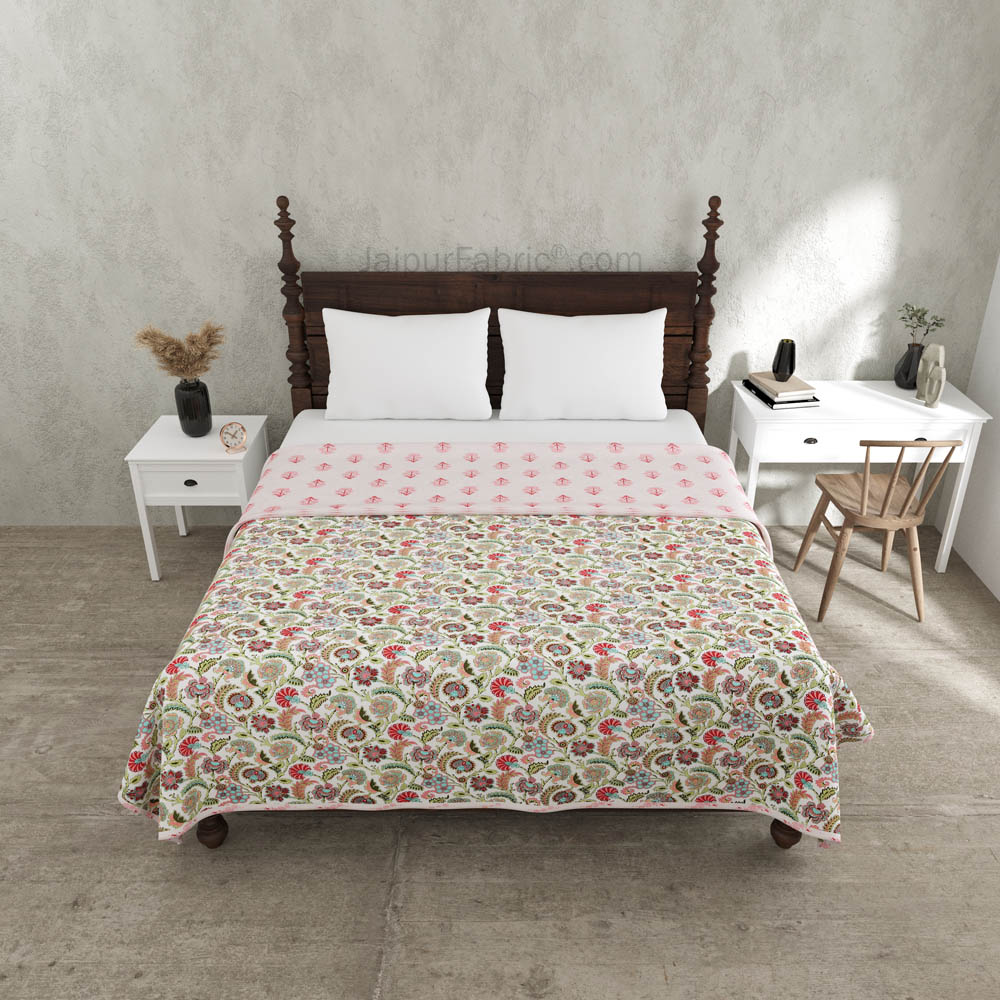 Colorful Blossomy Pure Cotton Double Bed Dohar