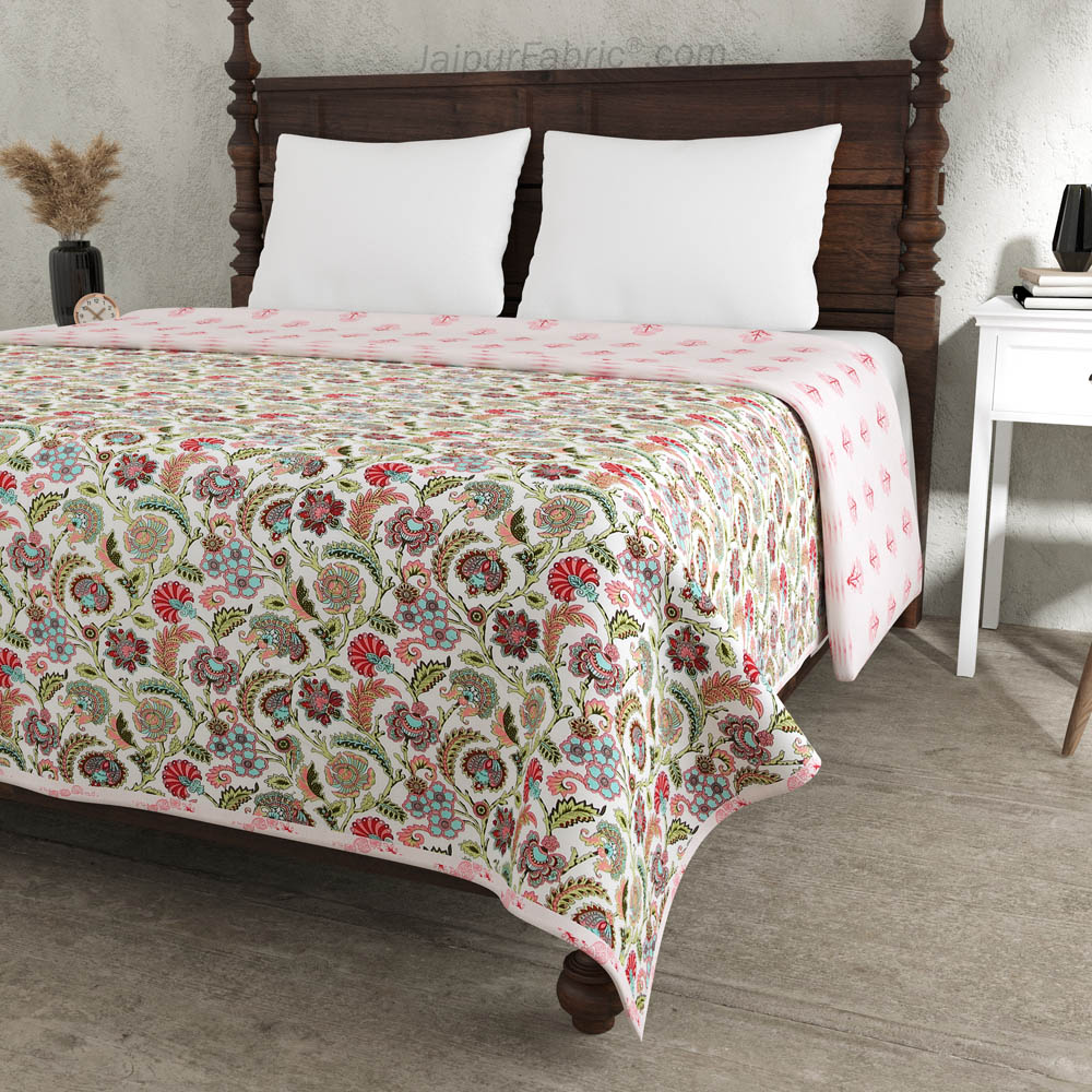 Colorful Blossomy Pure Cotton Double Bed Dohar