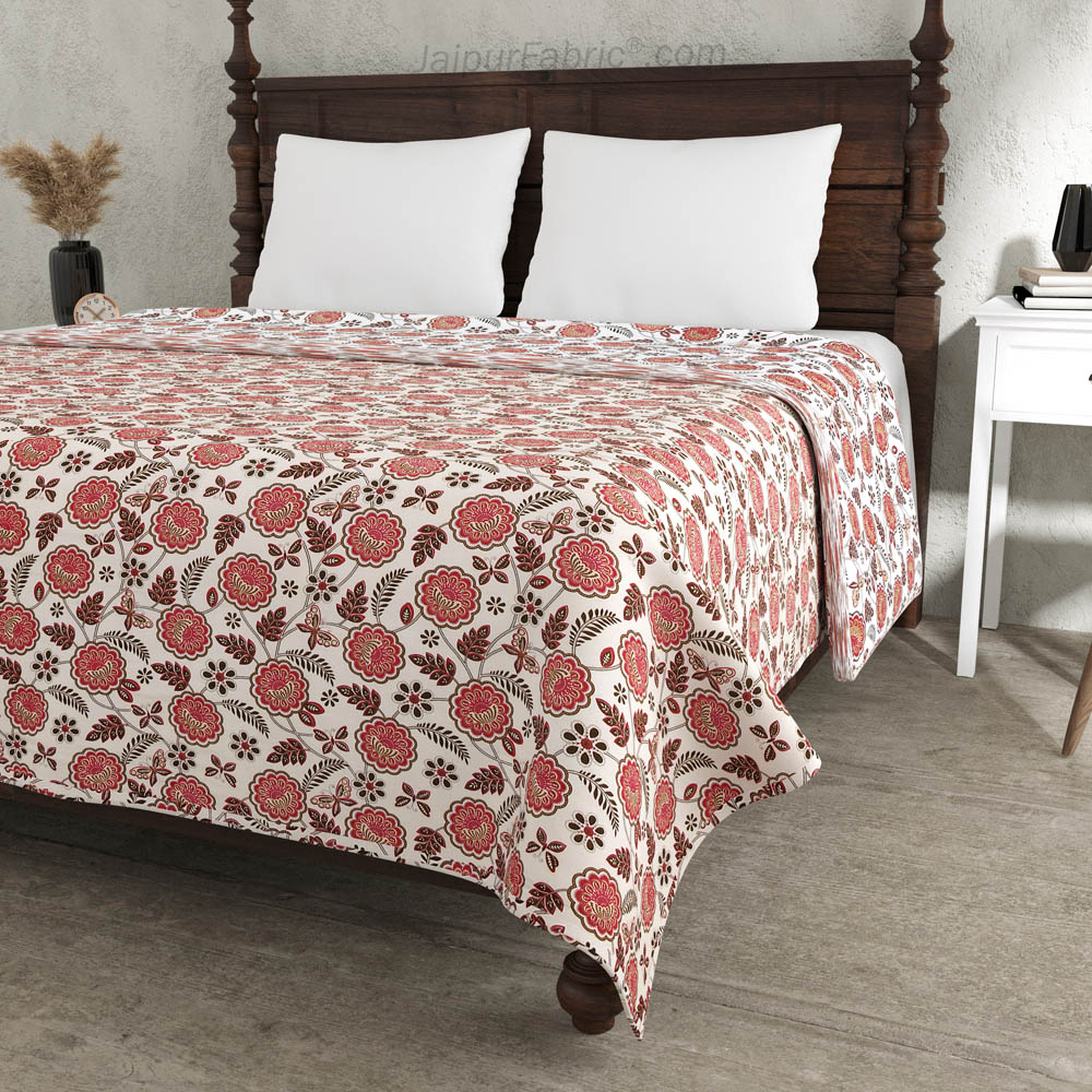 Pink Butterflies  Pure Cotton Double Bed Dohar