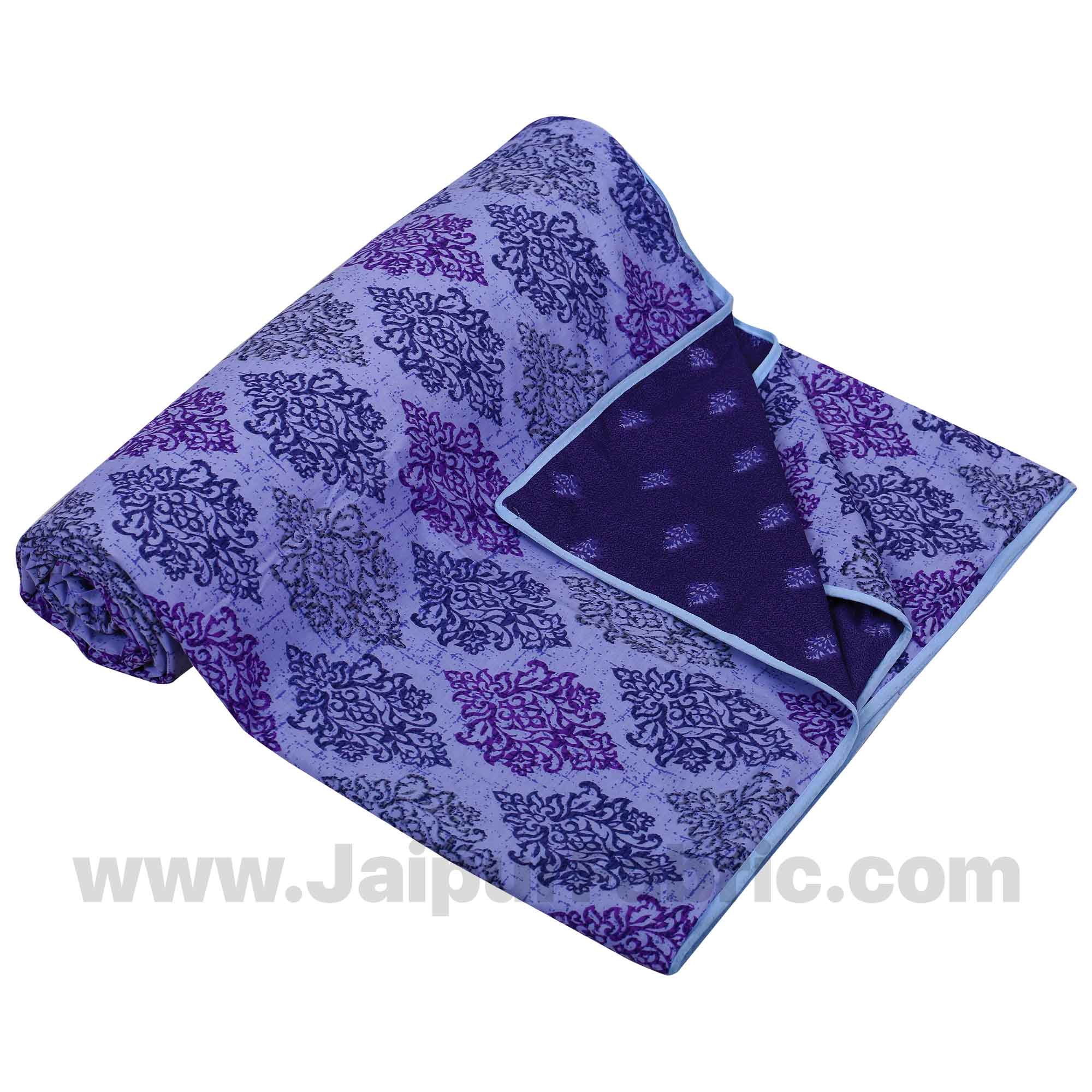 Pure Cotton Purple Traditional Patches Reversible Double Blanket/Duvet/Quilt/AC Dohar