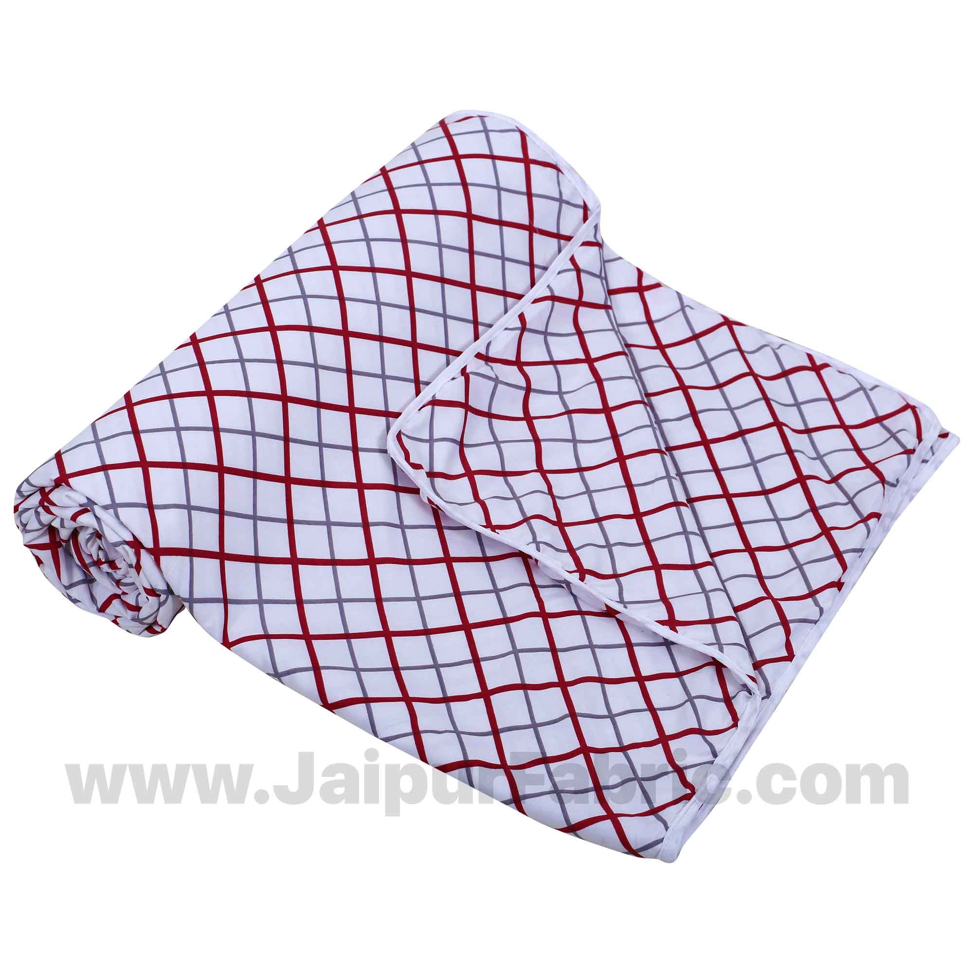 Cotton White Geometric Artistry Reversible Double Blanket/Duvet/Quilt/AC Dohar