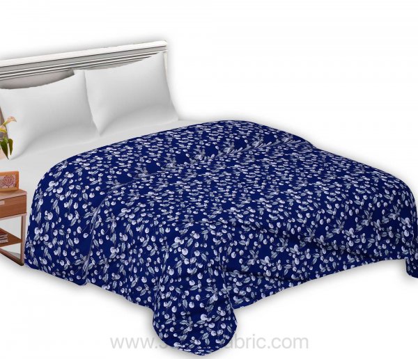 Cotton Navy Blue Classic Reversible Double Blanket/Duvet/Quilt/AC Dohar