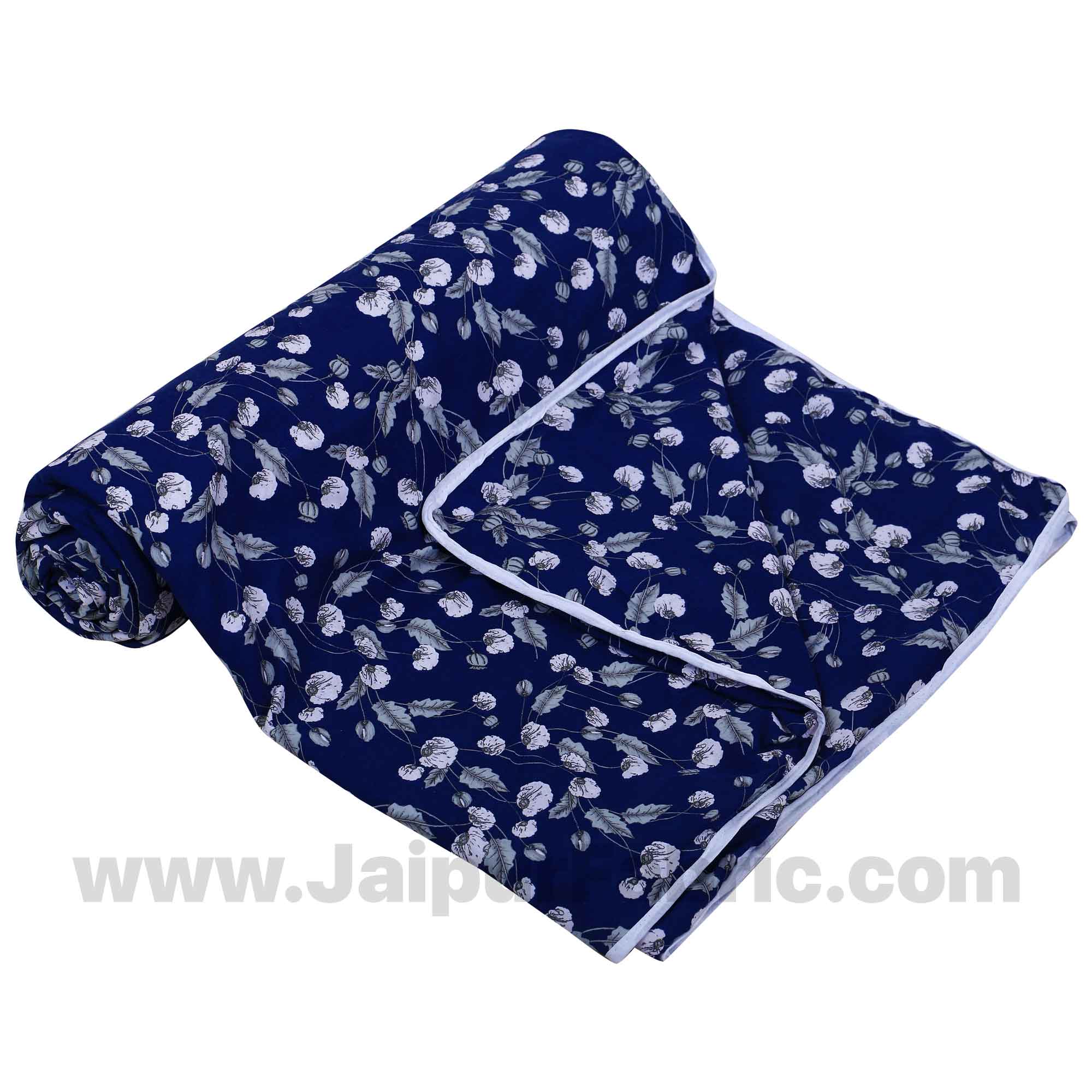 Cotton Navy Blue Classic Reversible Double Blanket/Duvet/Quilt/AC Dohar