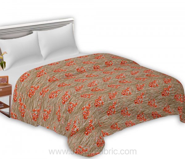 Cotton Orange Blooming Flowers Reversible Double Blanket/Duvet/Quilt/AC Dohar