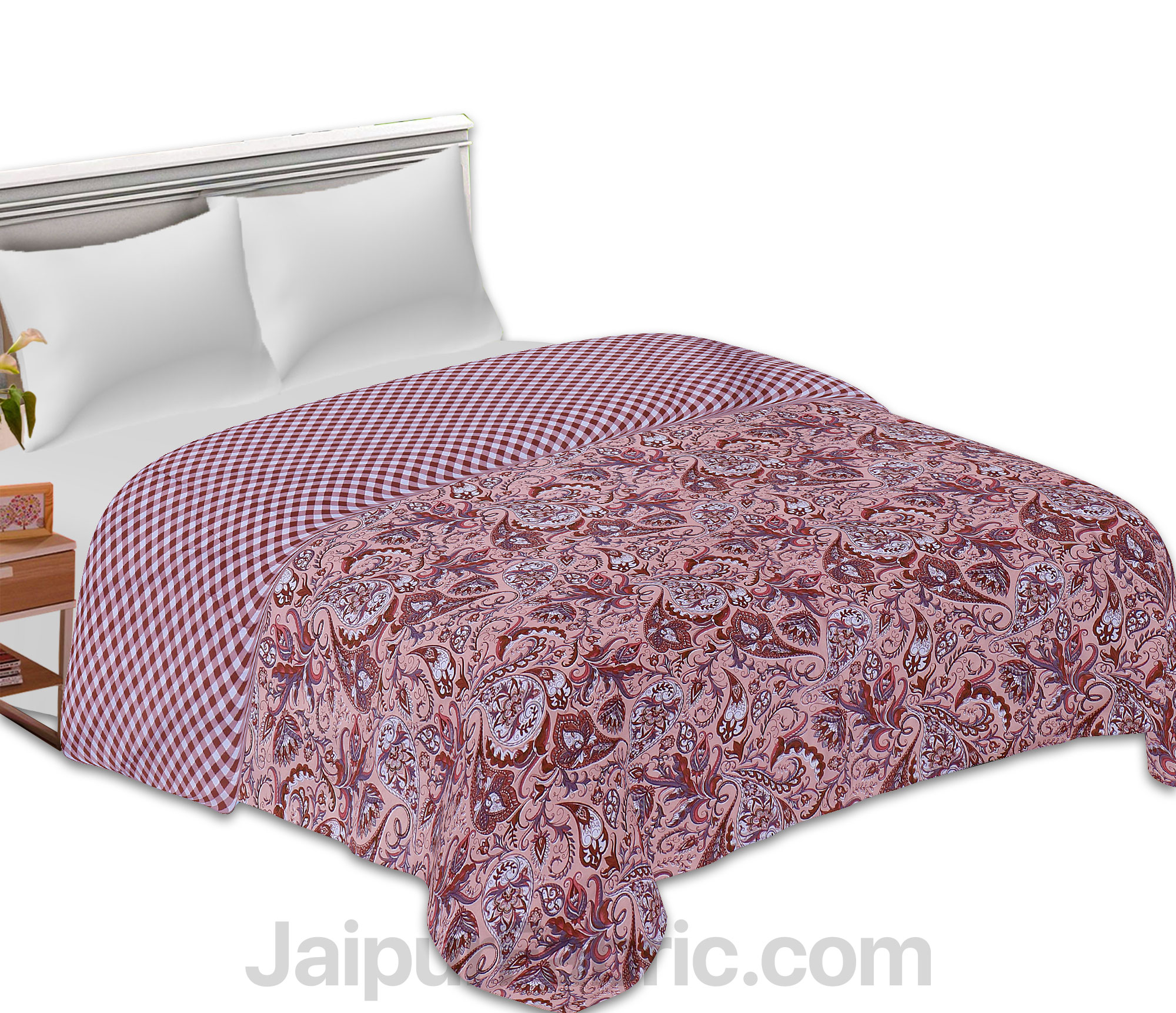 Pure Cotton Ethnic Print Reversible Double Bed Blanket/ Duvet/Quilt/AC Dohar