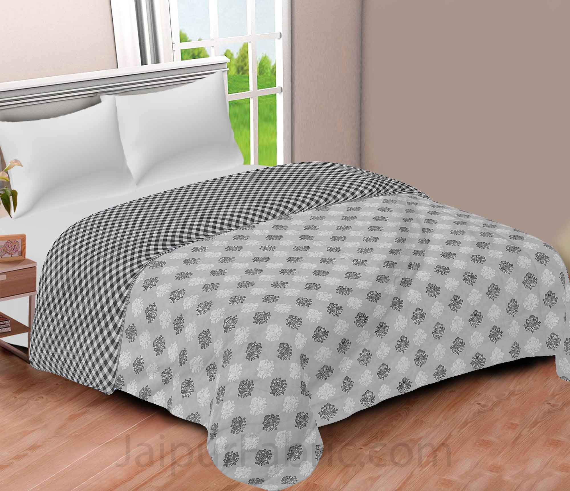 Pure Cotton Block Print Reversible Double Bed Blanket/ Duvet/Quilt/AC Dohar