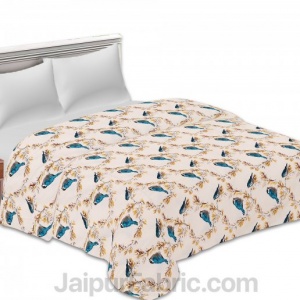 Pure Cotton Indian Bird Reversible Double Bed Blanket/ Duvet/Quilt/AC Dohar