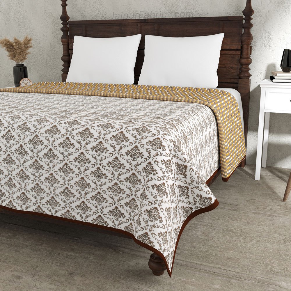 Ethnic Royal Brown Double Bed Dohar Blanket