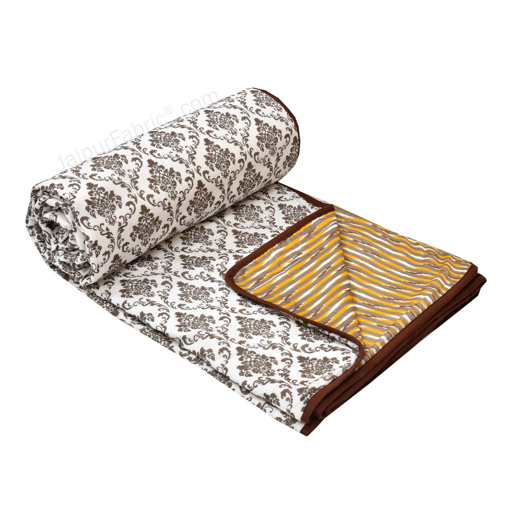 Ethnic Royal Brown Double Bed Dohar Blanket