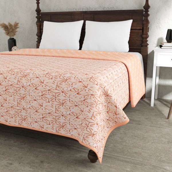 Geometricity Peach Double Bed Dohar Blanket
