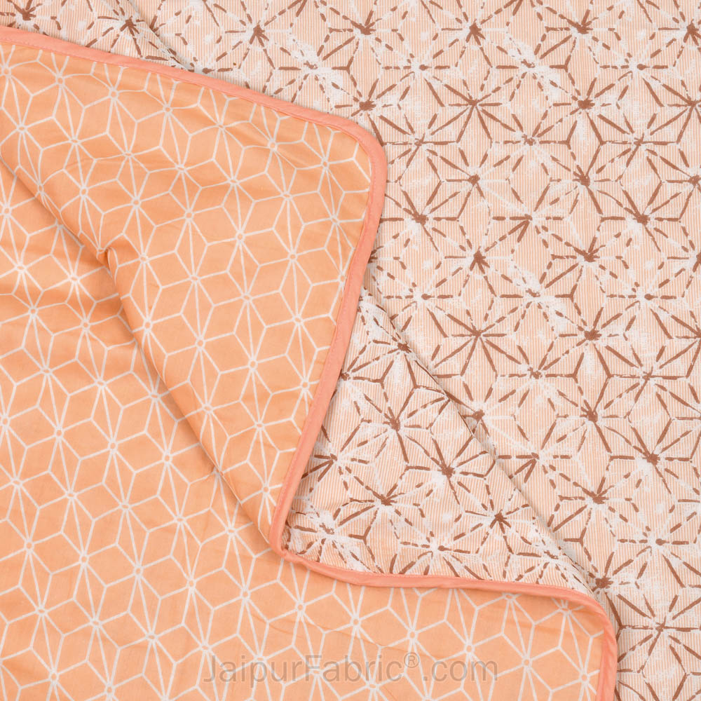 Geometricity Peach Double Bed Dohar Blanket