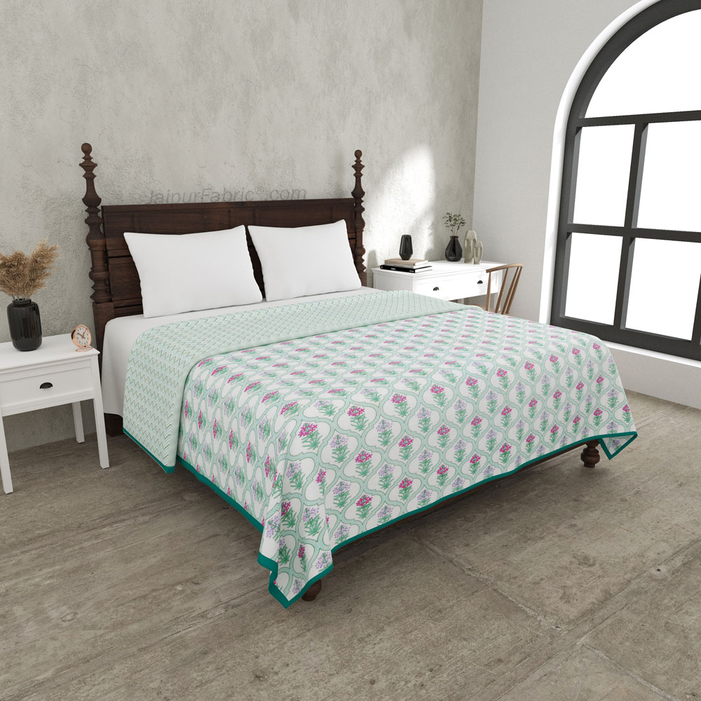 Jaal Darbar Green Double Bed Dohar Blanket