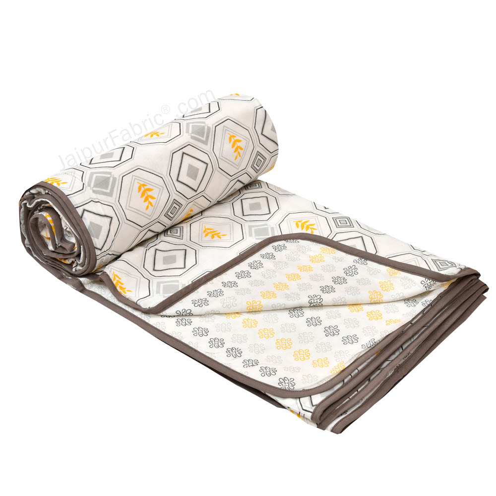 Artistic Maze Mustard GreyDouble Bed Dohar Blanket
