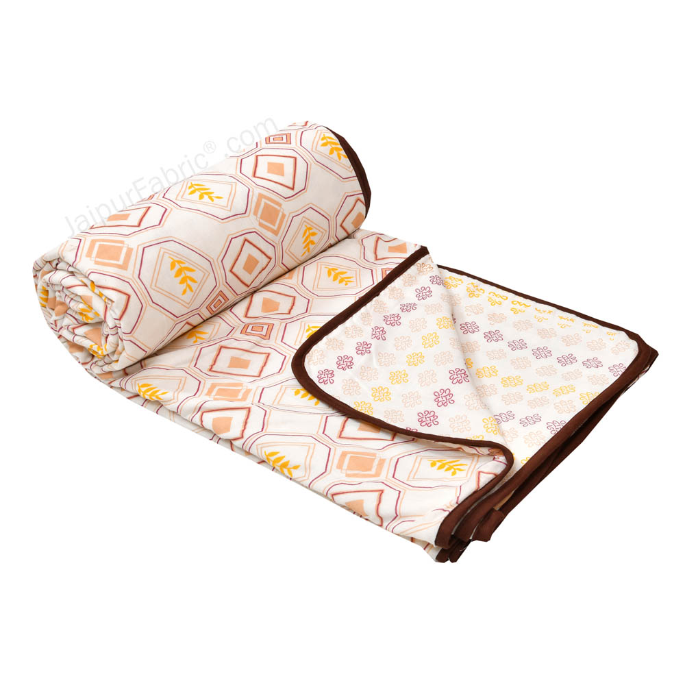 Artistic Maze Peach Yellow Double Bed Dohar Blanket