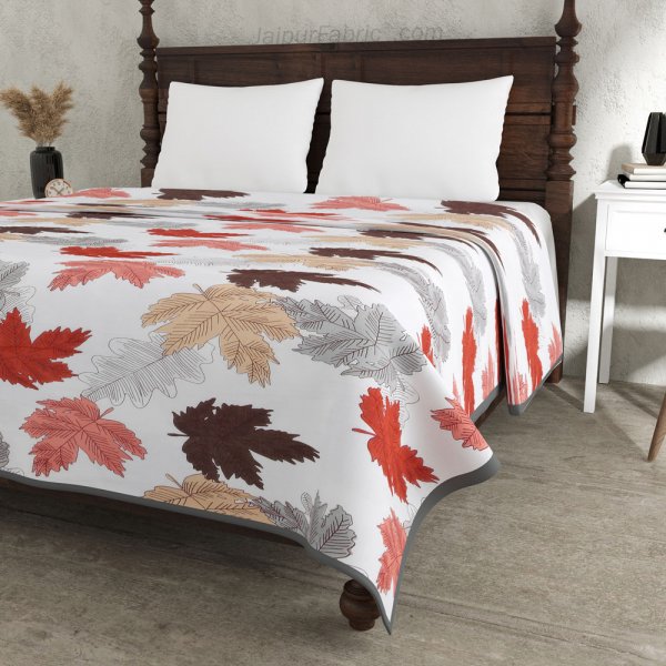 Maple Leaf Reddish Double Bed Dohar Blanket