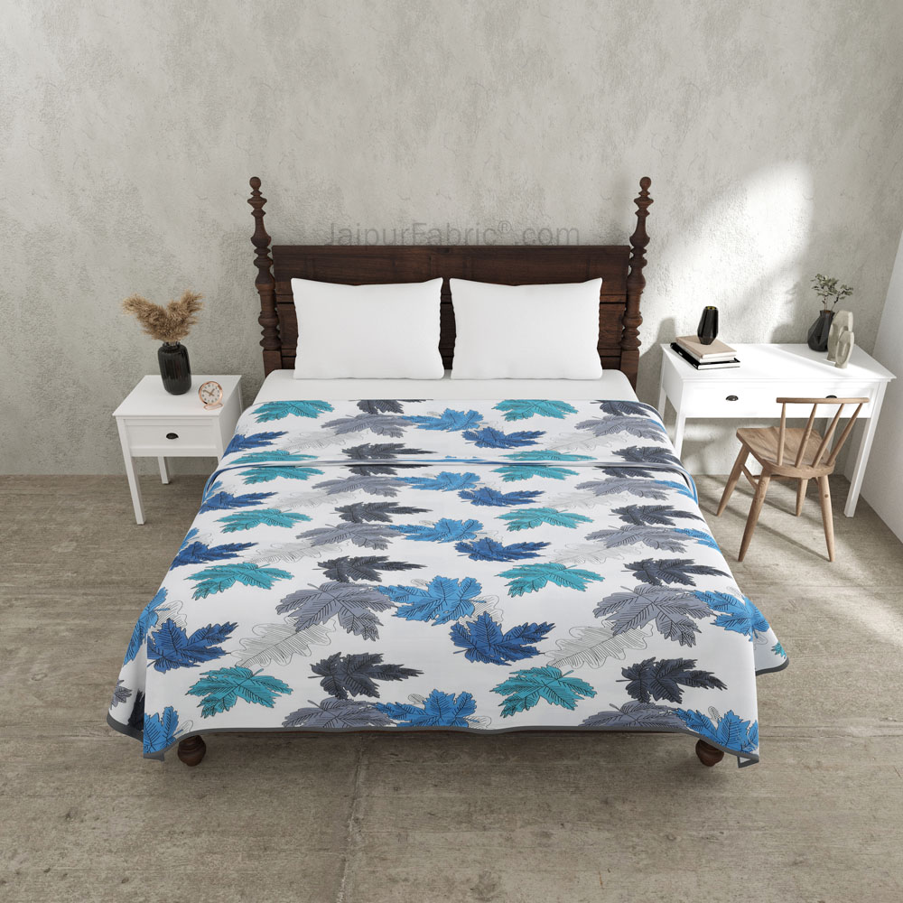 Maple Leaf Blueish Double Bed Dohar Blanket