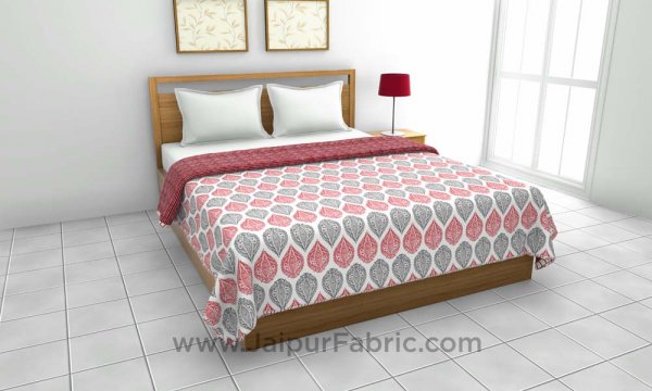 Pure Cotton Maroon Ethnic Pattern Reversible Double Bed Dohar