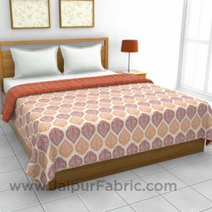 Pure Cotton Orange Ethnic Pattern Reversible Double Bed Dohar