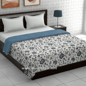 Pure Cotton Blue Jaal Pattern Reversible Double Bed Dohar